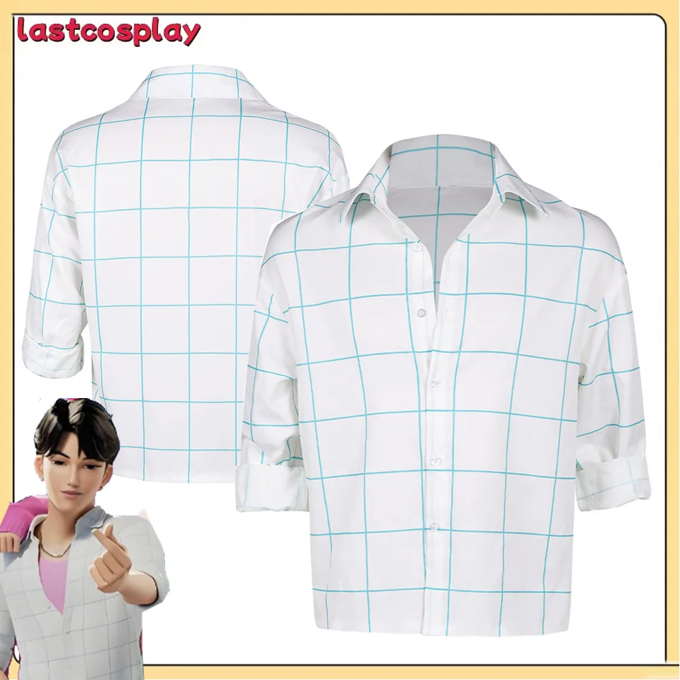 

Demon Cartoon Hunters KPop Roleplay Jinu Plaid Shirt Costume Saja Cosplay Boys Adult Men Male T-Shirt Halloween Carnival Suit