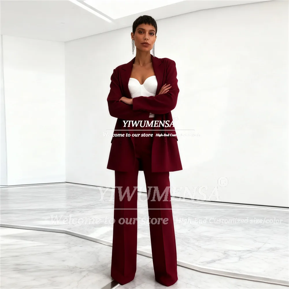 Unique Design Women Suit For Wedding Reception 2 Pieces Sets Single Breasted Blazers Long Customized חליפות לנשים