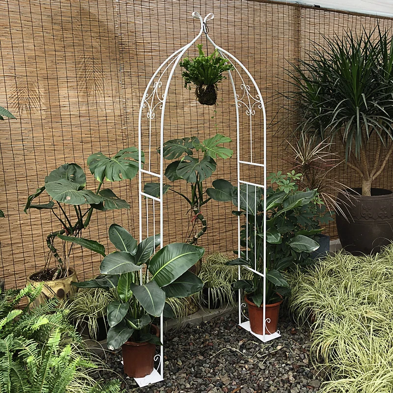 Iron Rose Arch Trellis Outdoor Metal Climbing Plant Stand Heavy Duty Grape Vine Support Curved Garden Flower Frame for Clematis