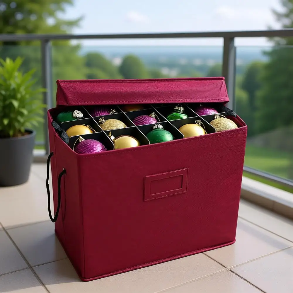 

Ornament Storage Box with Adjustable Dividers, 4 Removable Trays, 16.25x10x13 Inch, Holds 60-3 Inch Ornaments