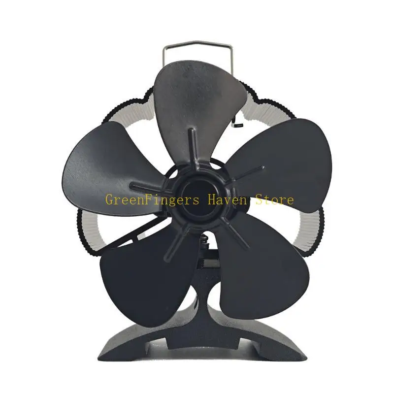 

F68D Stove Fan 5 Leaves Stove Fan Quiet Heat Powered Burners Fan for Burners Fireplaces Burning Stove