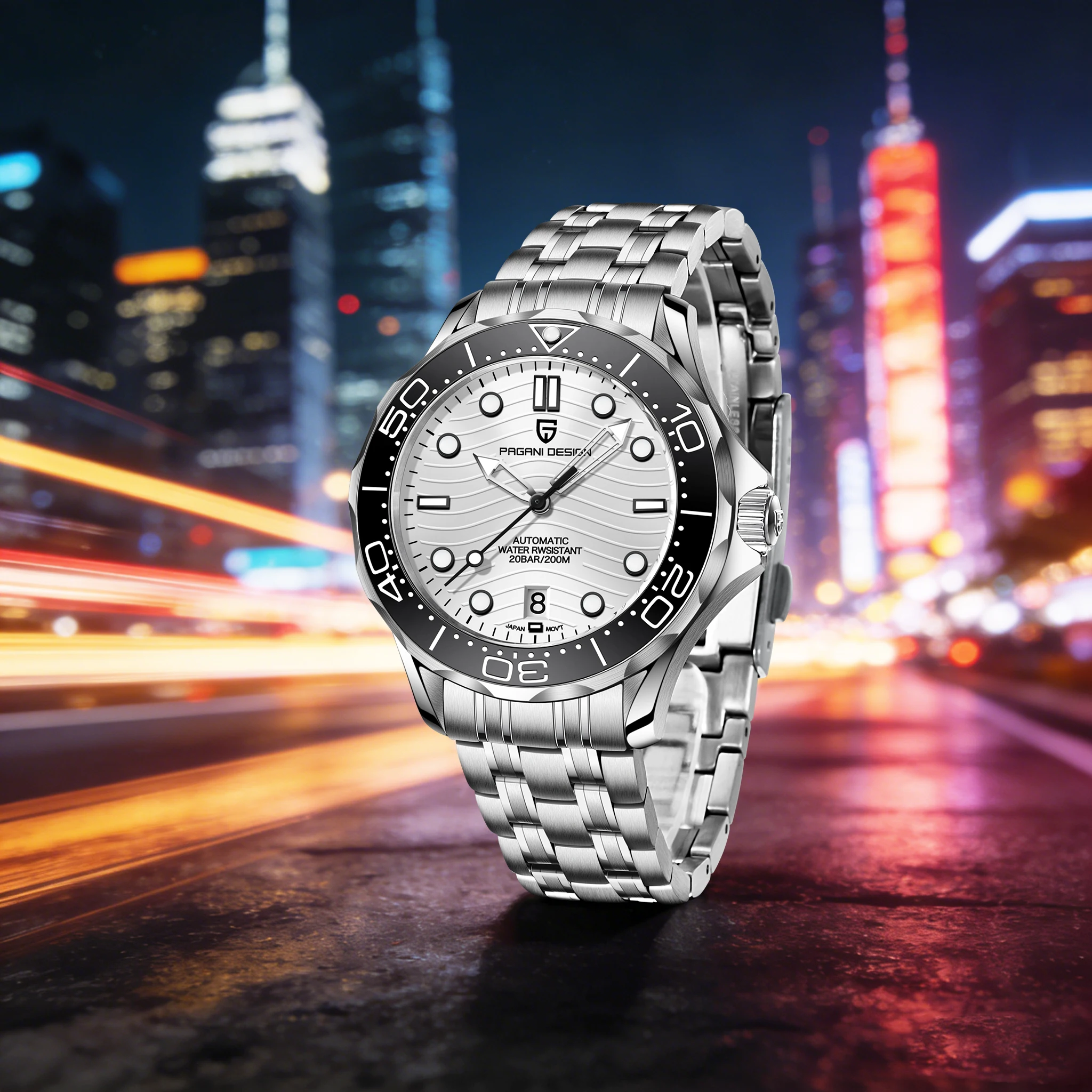 

PAGANI DESIGN Business Elite Men's Mechanical Watch Noble Choice Stainless Steel Sapphire Mirror Calendar Luminous Diving Watch