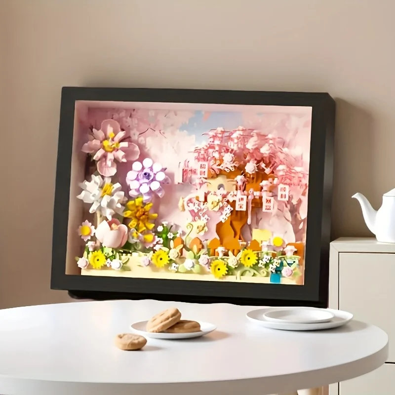 Zestaw do składania kwiatowego drzewka życzeń - Miękkie i żywe kolory, łodygi kwiatowe z kwiatami, kształt serca