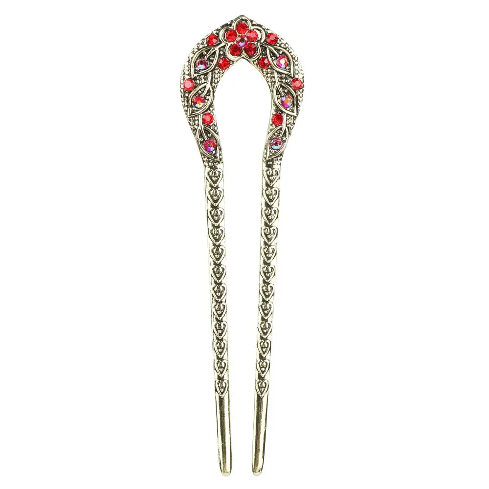 

for Women Girls Metal Crystal Double Prong Vintage Chignon Hair Chopsticks Hairstyle Accessory Hair Pins Hair Sticks