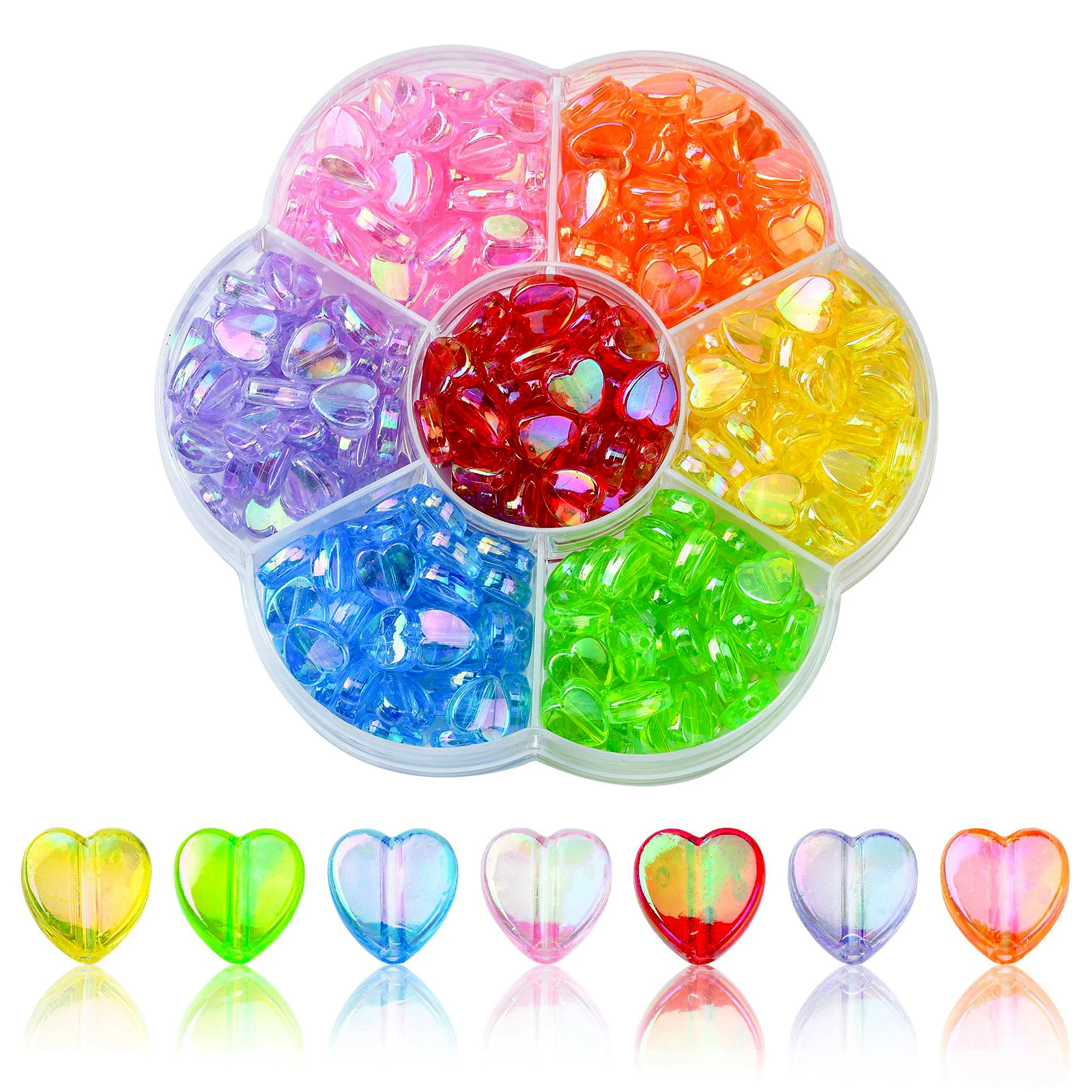 

280Pcs 7 Colors Mini Acrylic Heart Shape Beads AB Color Heart Loose Spacer Beads for Jewelry Bracelet Necklace Making Supplies