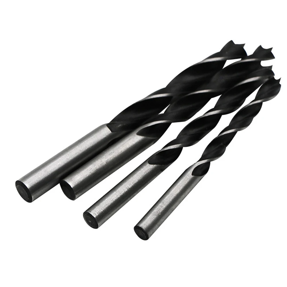 Round Shank Drill Bits Woodworking Drill Woodworking Drilling White/Black Carbon Steel Round Shank Three Point