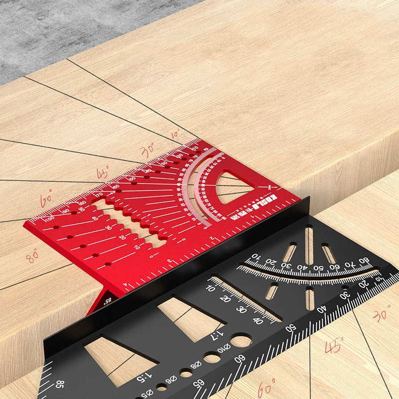 Imagem -05 - Régua de Medição de Ângulo Multifuncional 45 ° 90 ° Marcação para Medição de Ângulo Desenho para Liga de Alumínio Régua para Madeira 3d 1pc