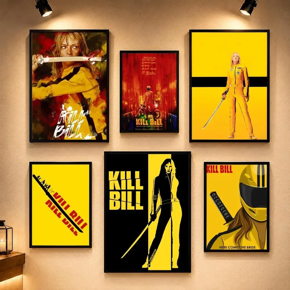 Classic Movie K-Kill BillS Poster Vintage Retro Anime Poster Stickers Peel and Stick Wall Art Home Decor