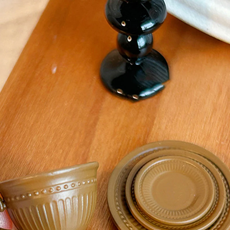 

2PCS Small Luxury French Coffee Cup & Plate Set for Dollhouse Mini Furniture Model DIY Accessories Mini Scene Decoration