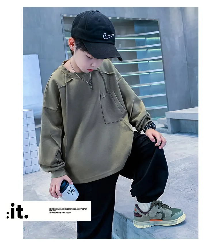 Neue Jungen-Sweatshirts 8 10 12 14 Jahre Alte Kinder Pullover Baumwolle Langarm Koreanische Kleidung Frühling Herbst Lässige Sweatshirts Oberteile – Detail 4