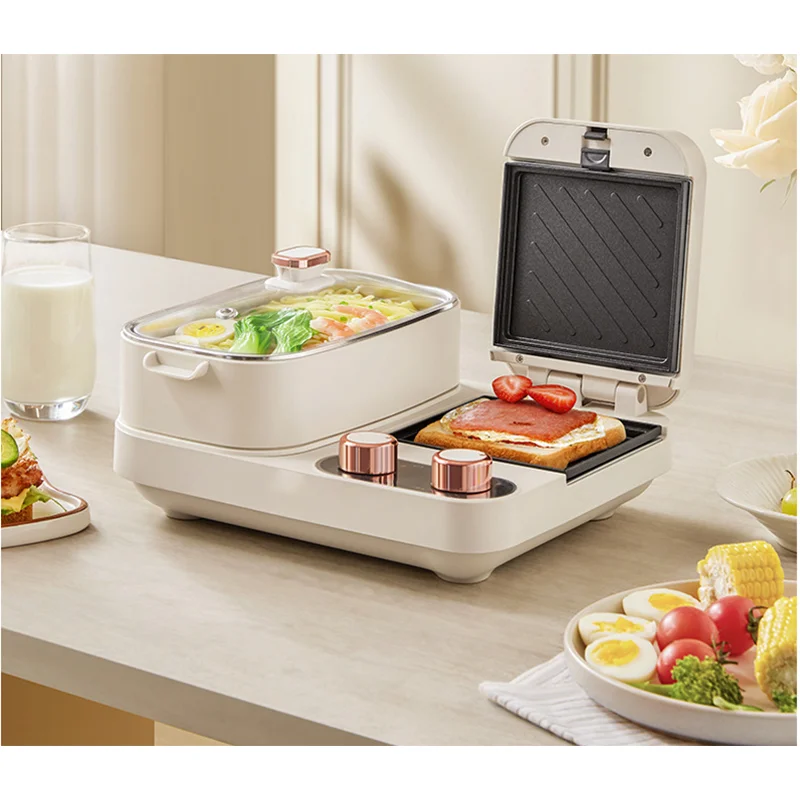 Macchina per panini con uova fritte per toast Smart Home con pentola Macchina per la colazione 3 in 1 Macchina per la colazione automatica