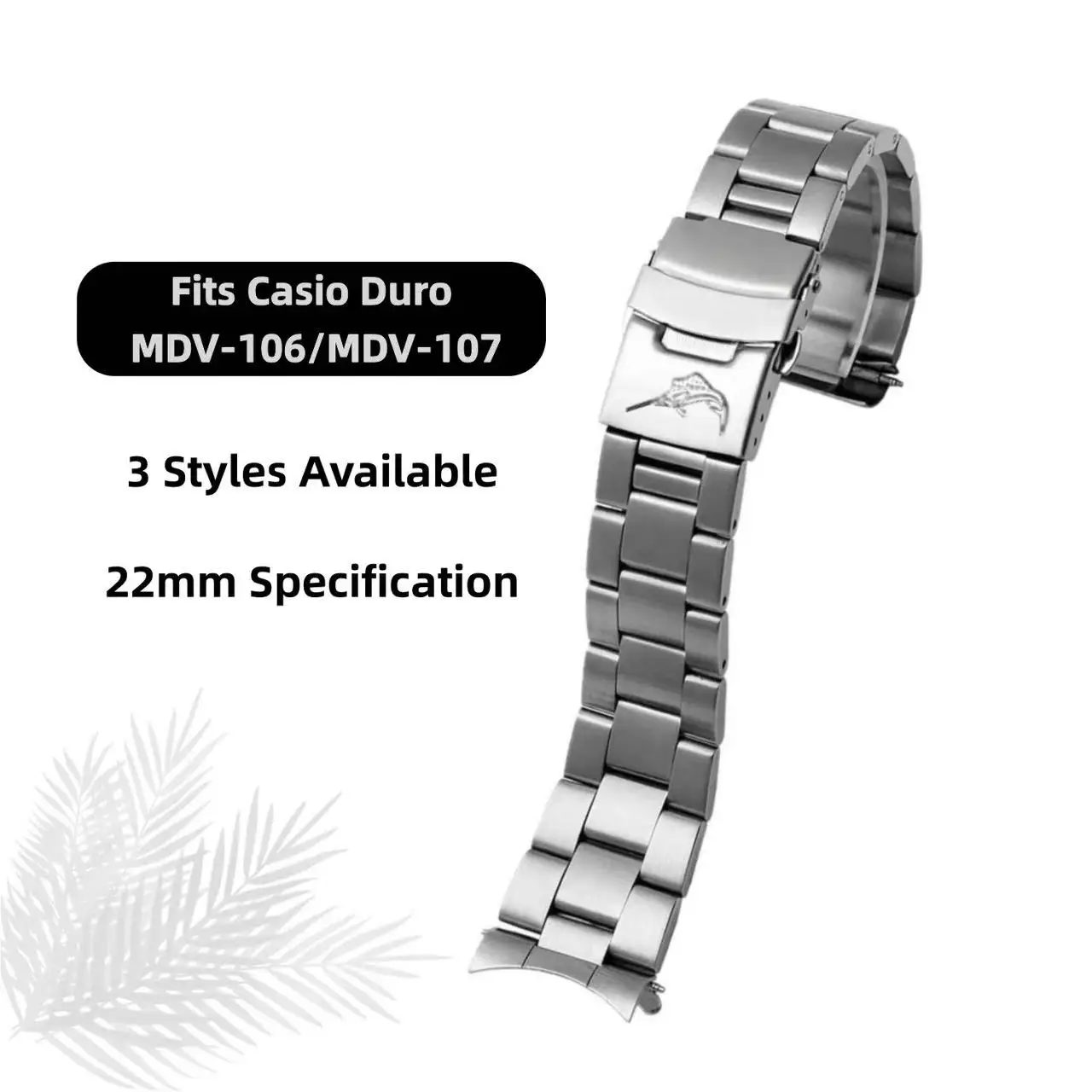 Seiko 3-style Stainless Steel Dive Strap for Casio Duro Mdv-106 Mdv-107|22mm