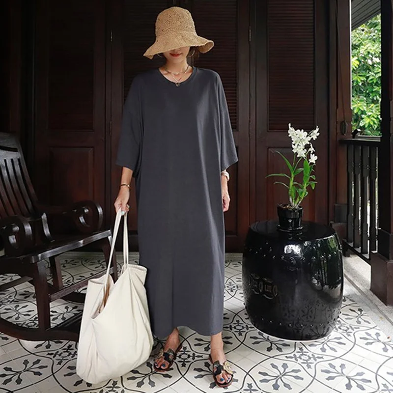 Été automne nouveau T-shirt long au-dessus du genou Dr paresseux personne T-irt Dr minceur viande couvrant le ventre couvrant Dr sweat à capuche C...