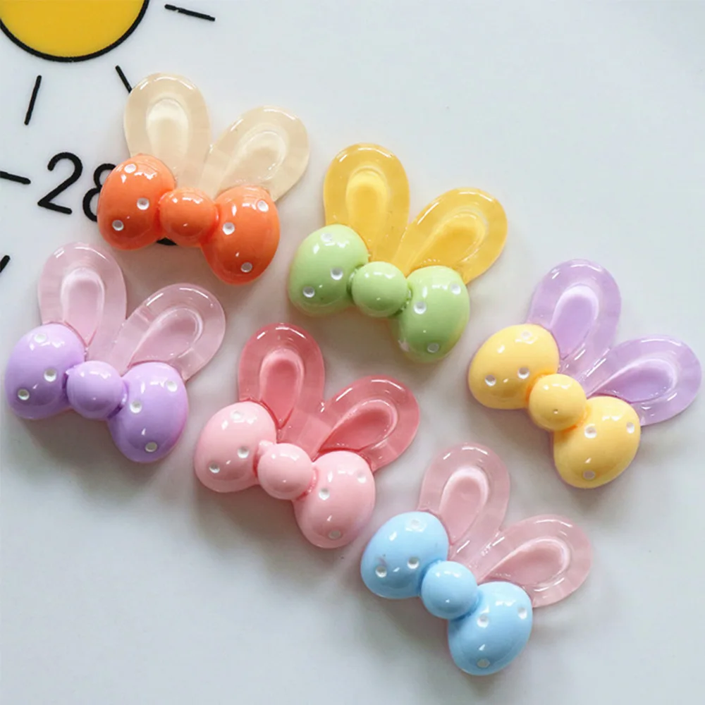 10PCS Clear Bowknot Ear Series Flat Back Resin Cabochons For Hairpin Scrapbooking DIY Jewelry Craft Decoration Accessories