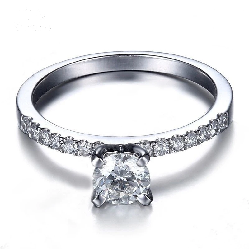 هيلون 0.7ct مويسانيتي الصلبة 14K الذهب الأبيض خاتم VVS/DEF الجولة 5 مللي متر مويسانيتي الماس خاتم الخطوبة الزفاف غرامة مجوهرات #2