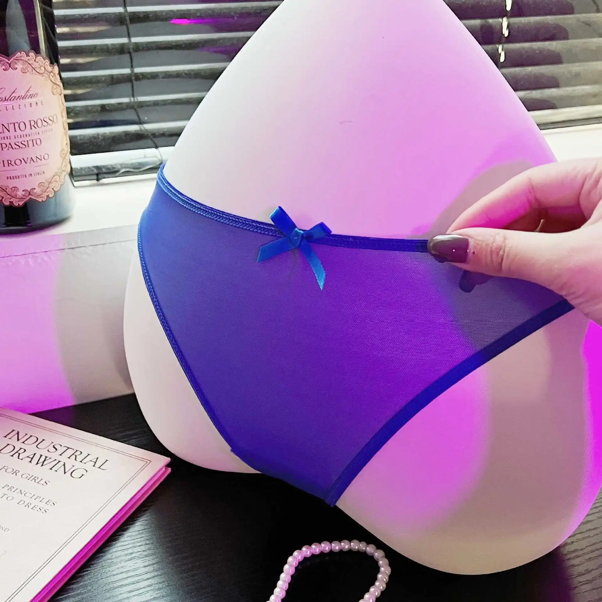 تألق الماس شبكة جوفاء مثير الملابس الداخلية النسائية فراشة كبيرة منخفضة الخصر الصيد صافي منظور تنفس ثونغ للمرأة