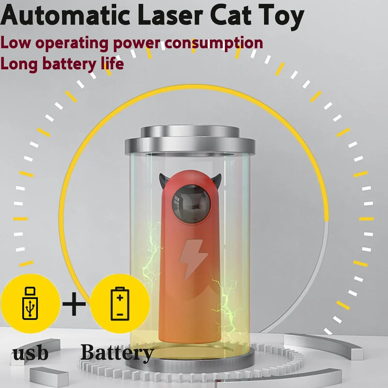 Interactive Cat Laser Toy with Automatic Wireless and Chargeable Robotic Toys for Kittens Puppies Indoor Pets