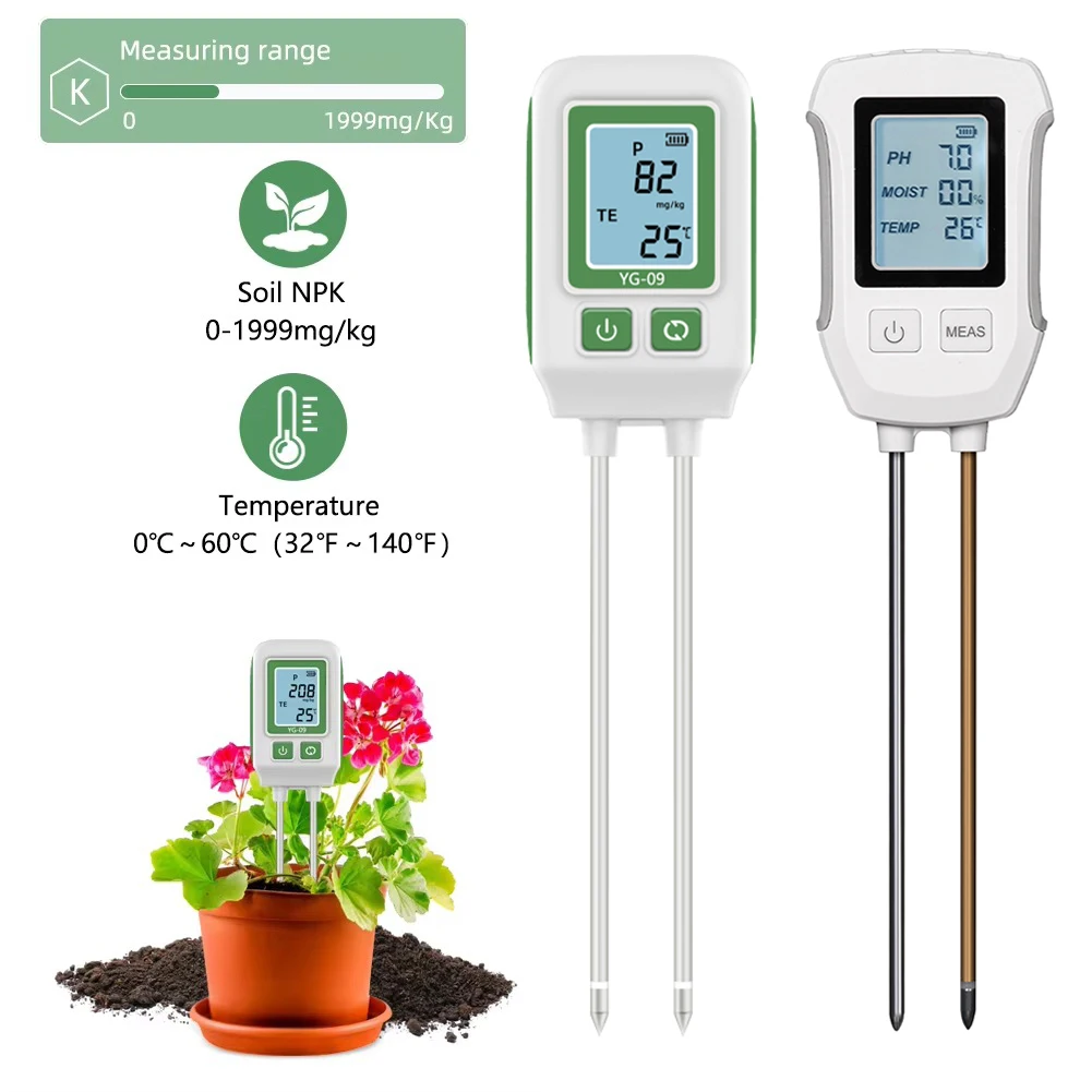 Soil NPK Analyser Meter 0-1999mg/kg Dual Needle Fertility Tester Nutrient Analyzer for Agricultural Soil Nitrogen Tester