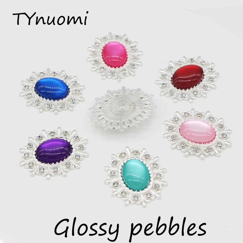 10 قطعة لامعة بيبل الفضة مشبك معدني زر للملابس الزخرفية الخياطة حجر الراين زر لتقوم بها بنفسك Manualidades اكسسوارات Jewelr #3