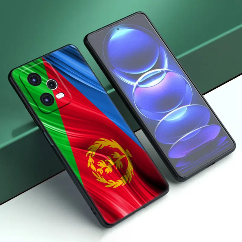 Eritrea Flag Cartoon Cover Black Phone Case For Xiaomi Mi POCO X6 Pro 5G F5 M6 X5 X4 Pro X3 NFC M5 M4 M3 F2 Pro F4 F3 GT