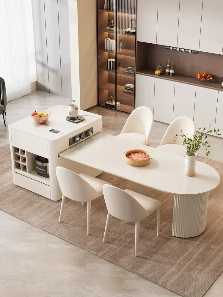 

Долговечный встроенный бытовой расширяемый многофункциональный обеденный стол и стул в сочетании с индукционной плитой.