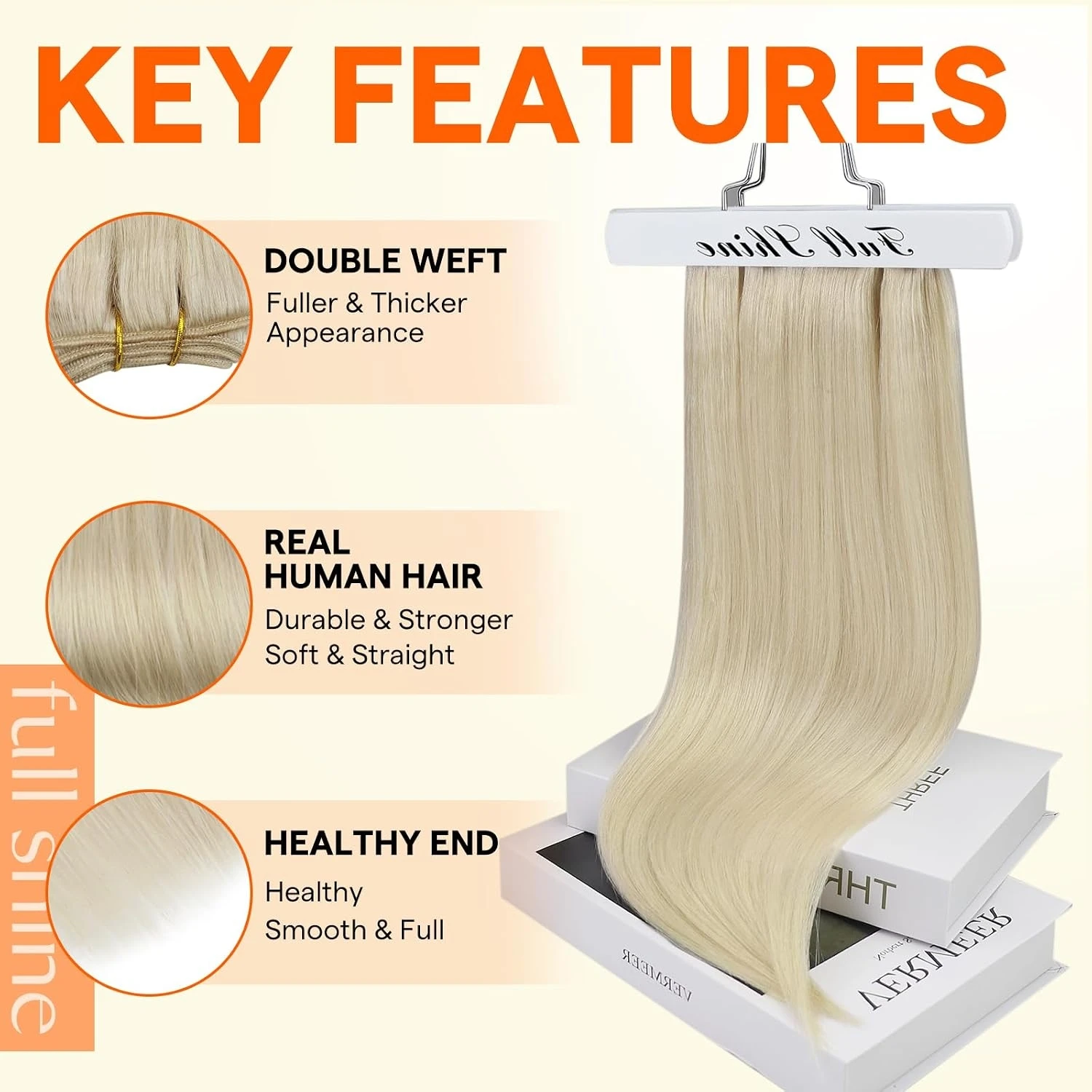 Full Shine Straight Human Hair Extensions Sew in Silky Skin Double Weft Hair Extensions For Salon