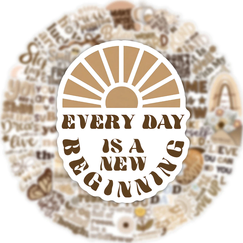 10/30/50pcs Bohemian Motivational Phrases Cartoon Graffiti Stickers Inspirational Quote Decals Waterproof DIY Laptop Notebook