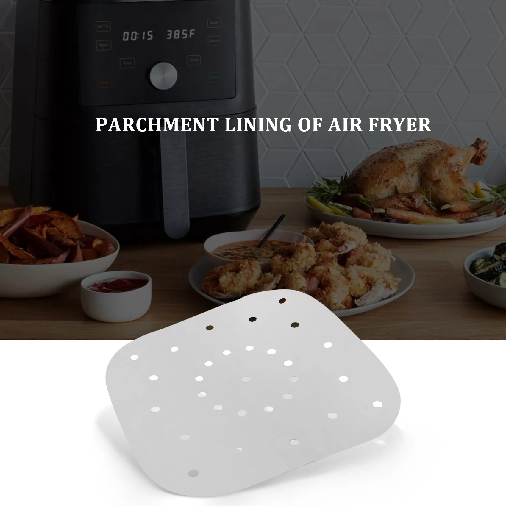 Air Fryer Parchment Paper Liners(9x9 Inch) 100Pcs Large Compatible for xxL Philips, NuWave Brio, Chefman Air fryer Oven