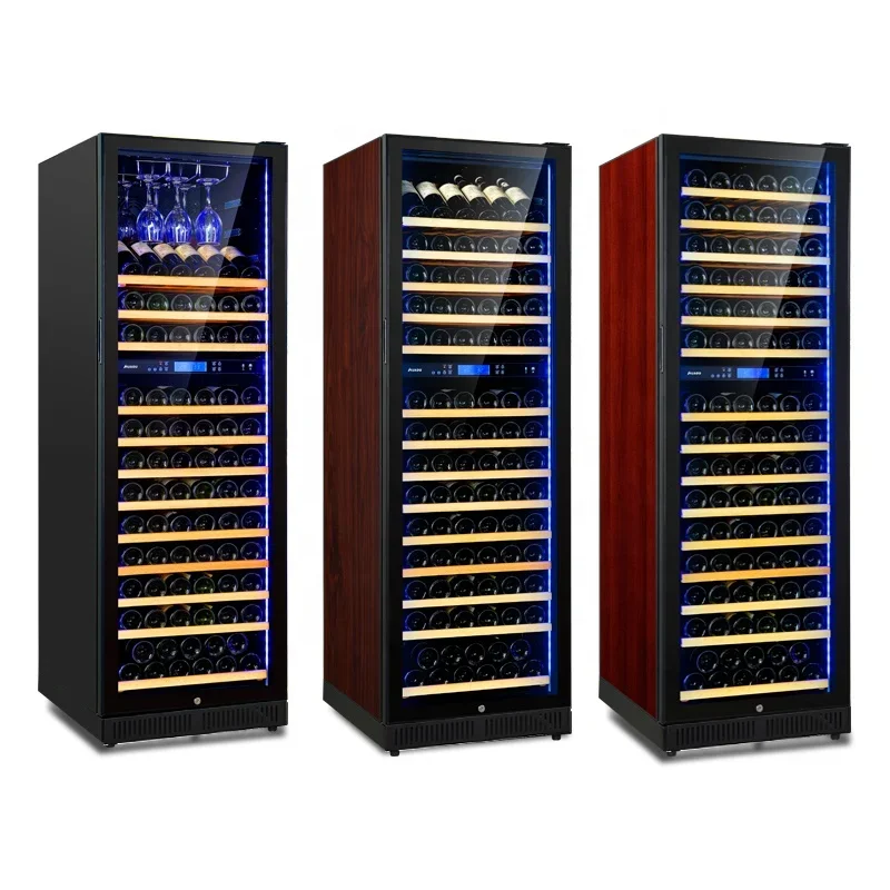 150 Bottle Home Cabinet for Wine Fridge  in Stainless Steel Door Frame with Wooden Storage Shelf