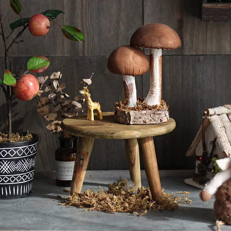 Wooden Mini Stool for Home Garden Decor Rustic Photography Prop Vintage Hipster Decoration Creative Side Tables for Balcony