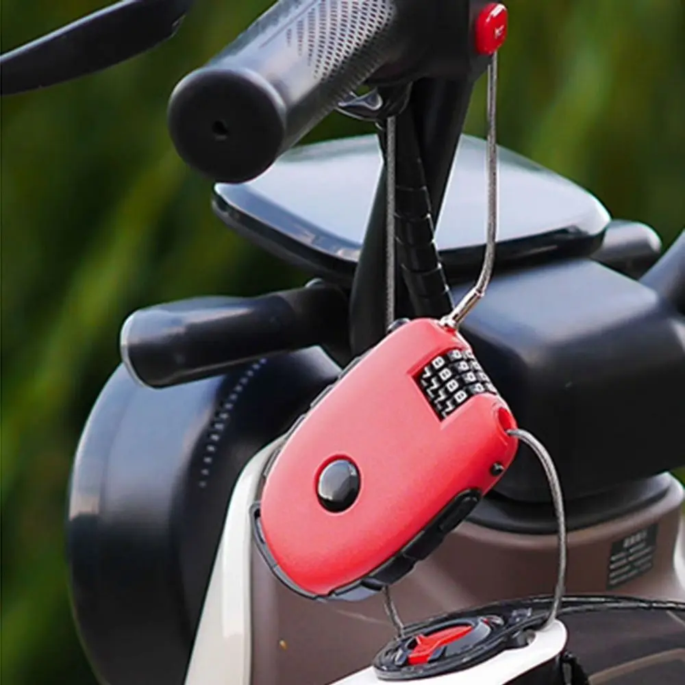 Anti-Theft Motorcycle Helmet Lock Retractable 4 Digit Motorbike Padlock Resettable Combination Lock