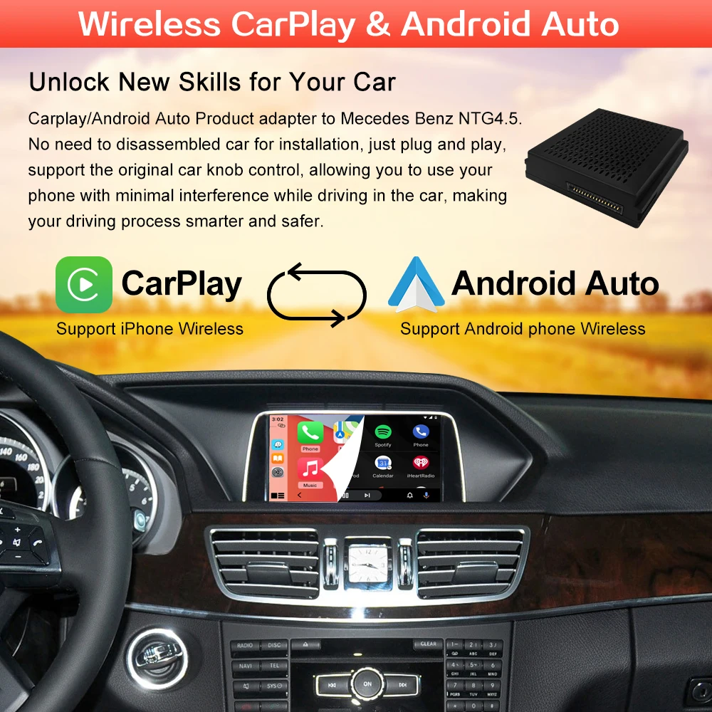 Road Top Wireless Carplay Android Auto für Mercedes Benz Klasse e w207/w212 ntg 4,5 Becker Modul GPS Navigation Plug and Play