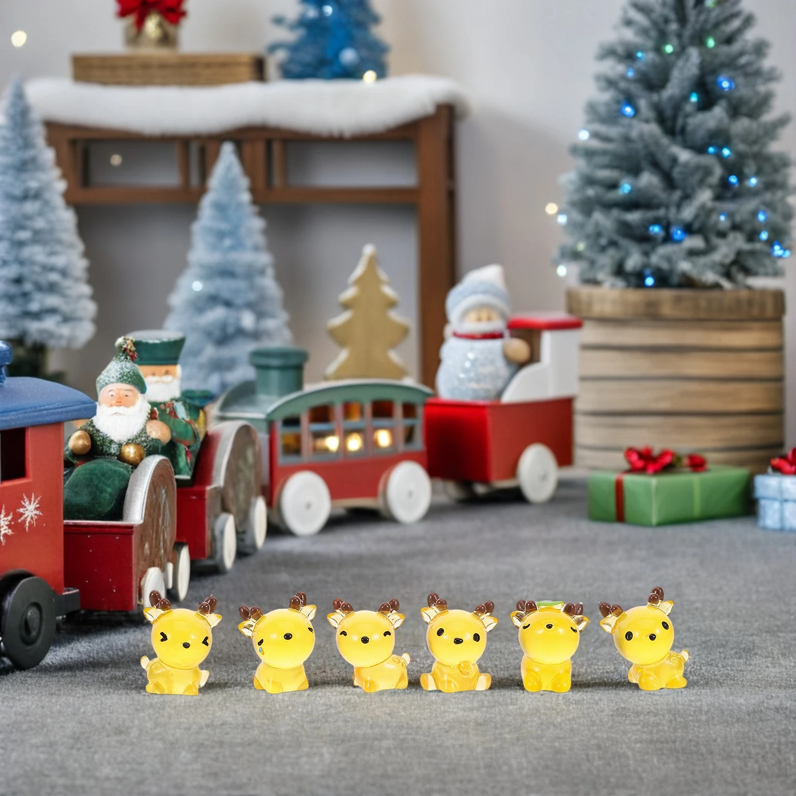 

12 Pcs Micro Landscape Sika Deer Mini Reindeer Ornament Decors Cute Statue for Car Dashboard Figurine Sculptures Resin