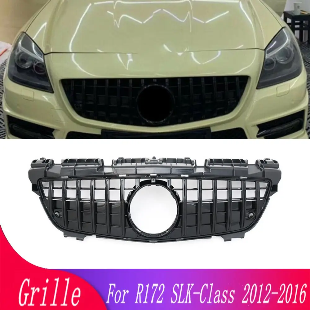 High quality modified GT style front grille for Mercedes-Benz SLK-class R172 SLK200 SLK250 SLK350 2012-2016 car racing grill