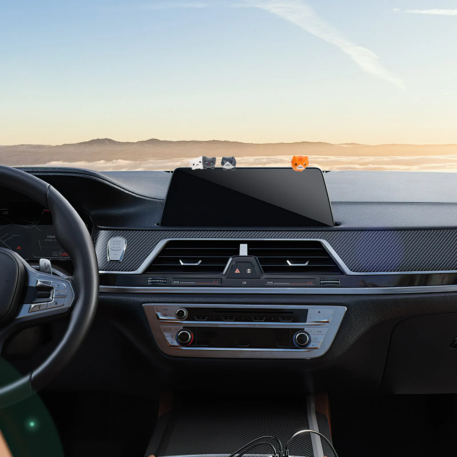 

6Pcs Unique Gift Cute Cat Dashboard Ornament for Car Interior Accessories Cartoon Animal Dashboard Decor Mini Cat Car