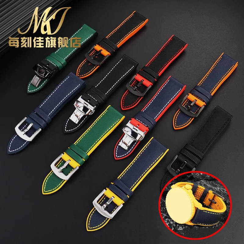 Nylonsilicone inferior pulseira de relógio para swatch x blancpain biocerâmica mergulho cinquenta braças 22mm azul verde amarelo laranja pulseira