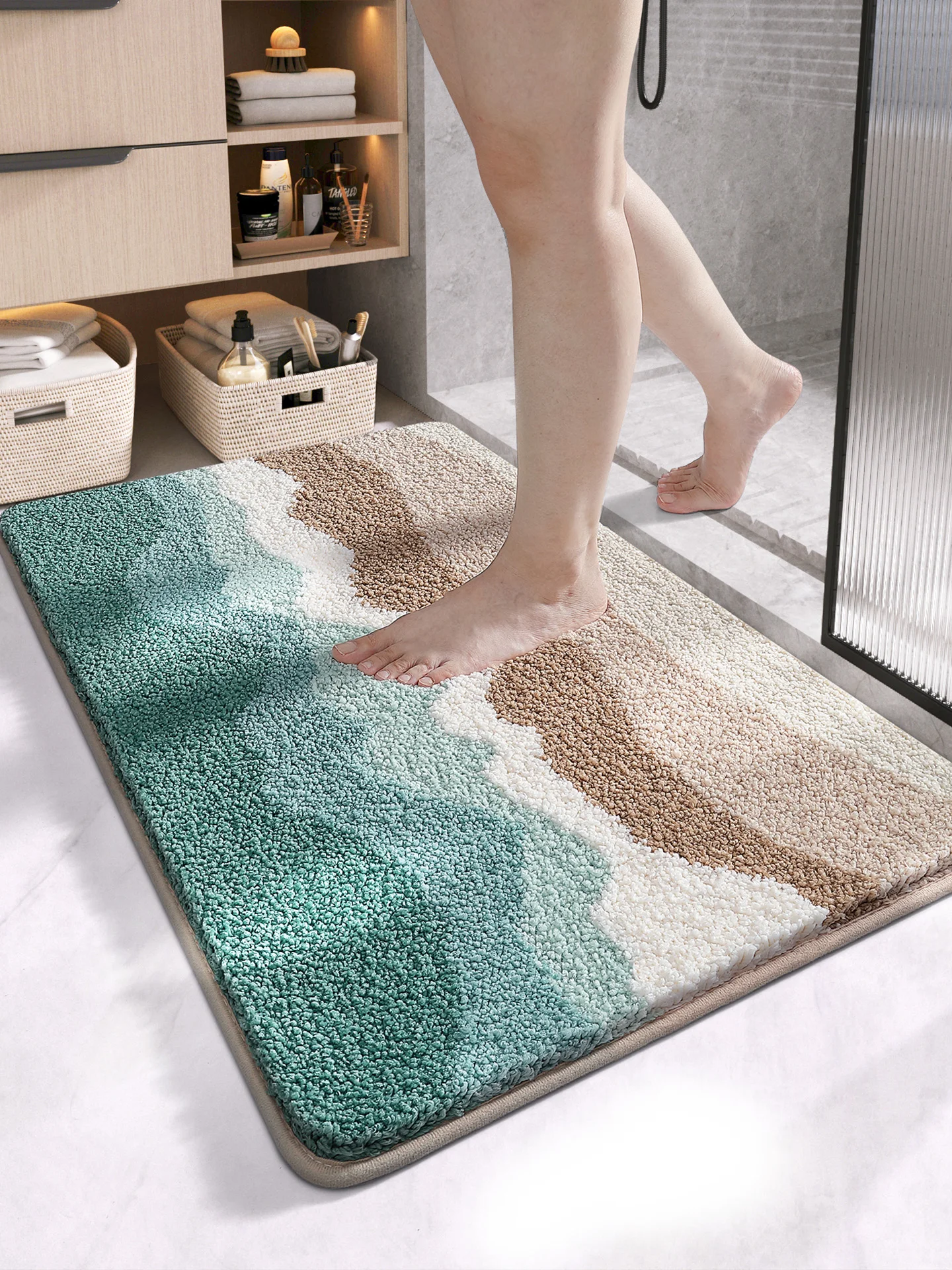 

Коврик для ванной Dajiang: утолщенный, впитывающий, из велюра, для входа в туалет, быстросохнущий, нескользящий, для домашнего использования