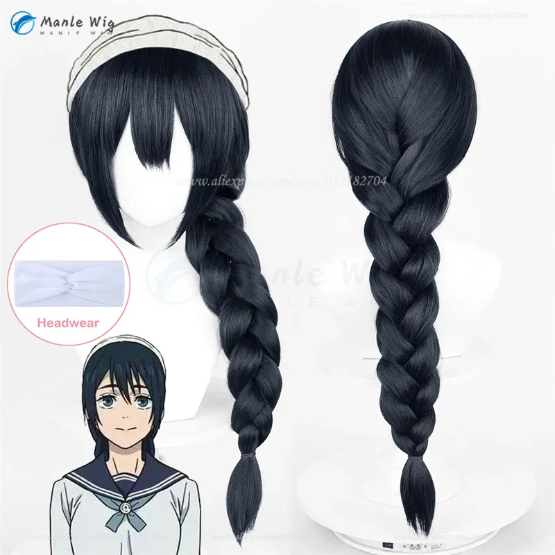 Anime Amanai Riko Cosplay Wig 60cm Blue Black Big Braided Pigtail Wigs Heat Resistant Synthetic Hair Halloween Party + Wig Cap