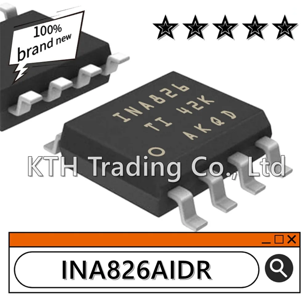 10Pcs/Lot Orginal New INA826AIDR INA826AID INA826 SOIC-8 Instrumentation amplifier chip Electronic components integrated circuit