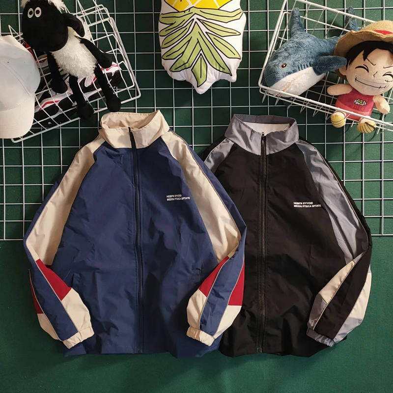 Spring Hip-hop Baseball Uniform Men's Loose Harajuku Style Couple Sports Varsity Jacket Thin Color Matching Loose Campus Coats