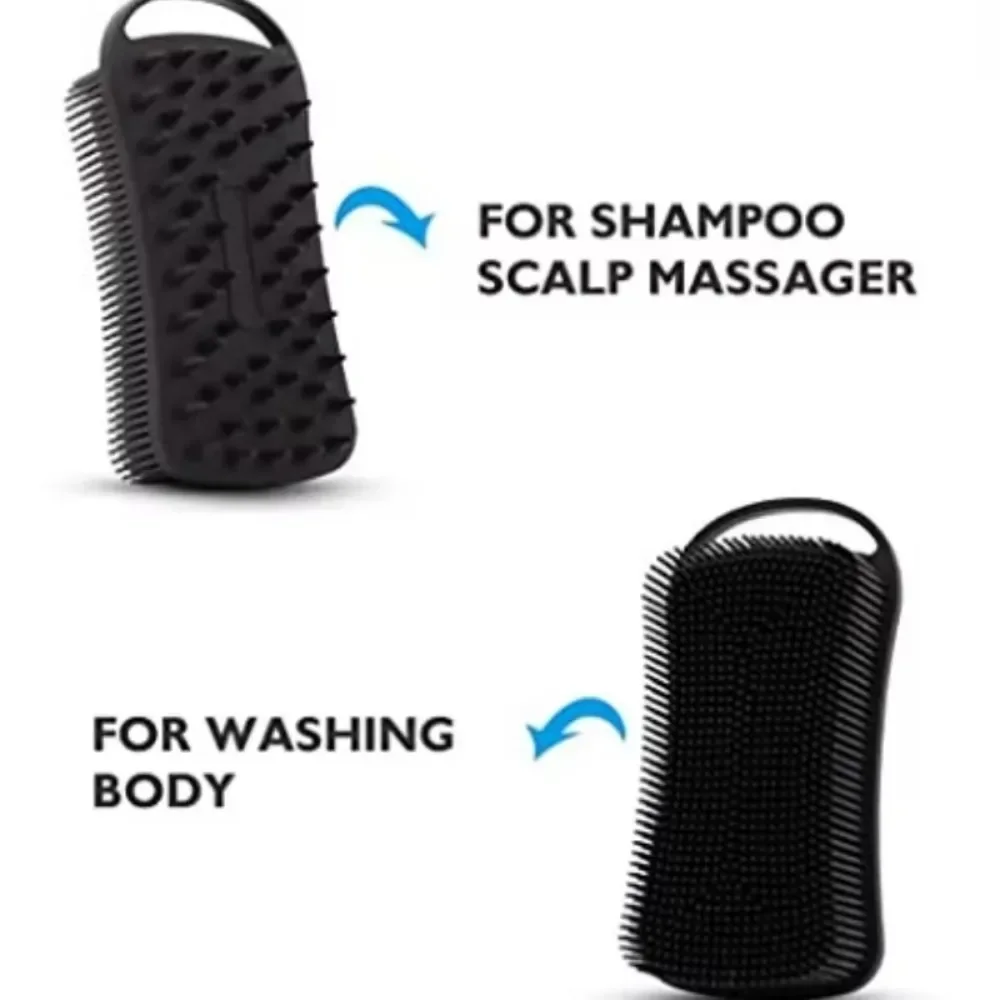 2 in 1 Silikon Dusch bürste Scrub ber weiche Silikon Kopfhaut Massage gerät Shampoo Bürste doppelseitige Körper bürste Schaum Haut sauber Werkzeug