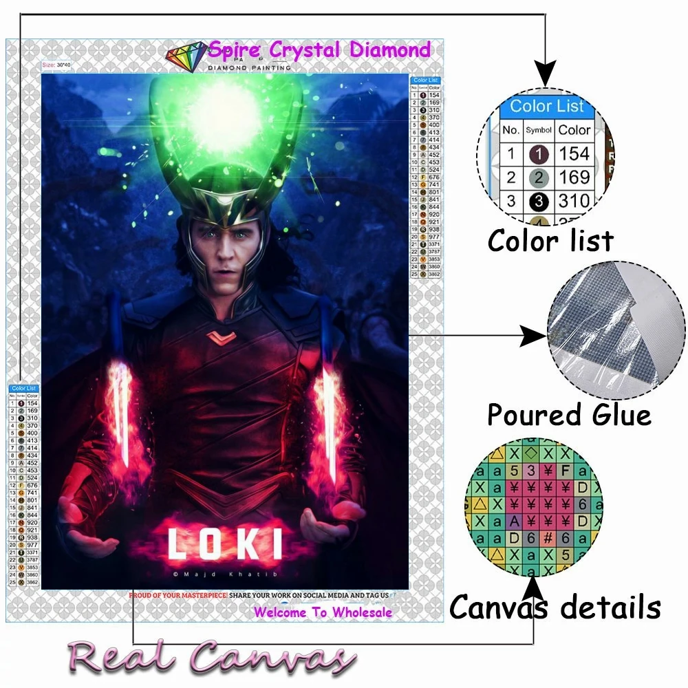 2023 New Disney Loki 5d Diy AB Diamond Painting Kit Embroidery Ragnarok Movie Handicrafts Art Mosaic Home Decor Rhinestone Gift