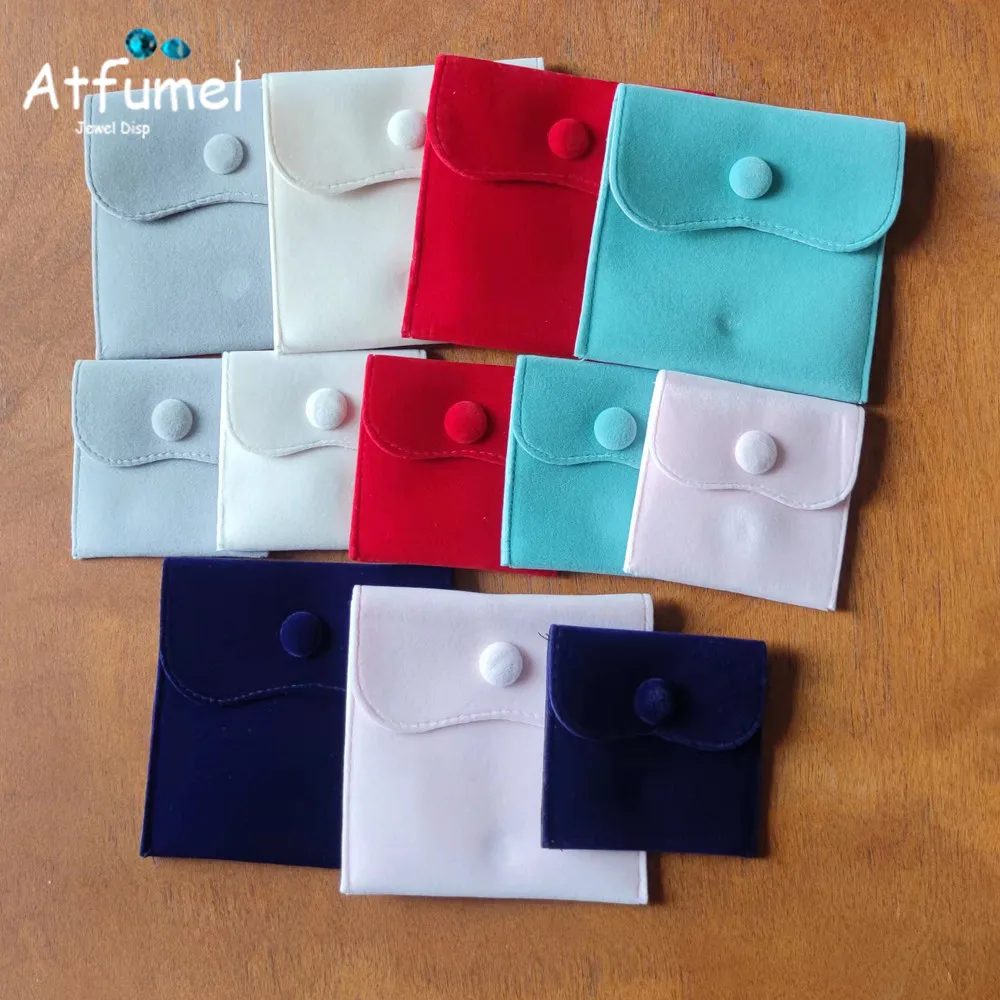Velvet Jewellery Packaging Bag Snap Fastener Necklace Earring Gift Pouch Bracelet Ring Storage Bag Beads Jewellery Storage Pouch