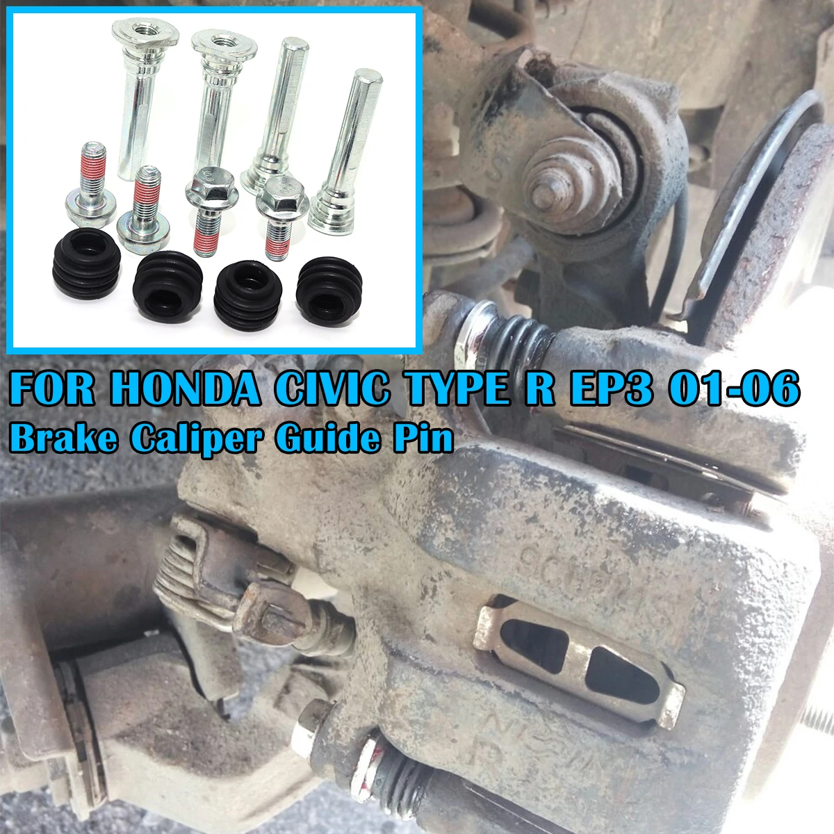 

FOR HONDA CIVIC TYPE R EP3 2001-2006 Brake Caliper Cylinder Slider Guide Pin For Disc Housing Bolt Rubber Bushing Boot Seal Kit