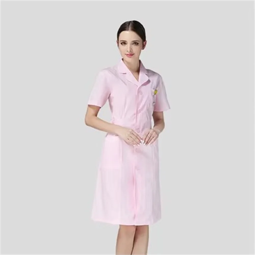 Uniforme d'infirmière pour femmes, blouse de laboratoire blanche à manches courtes, salopette à manches longues pour médecin féminin