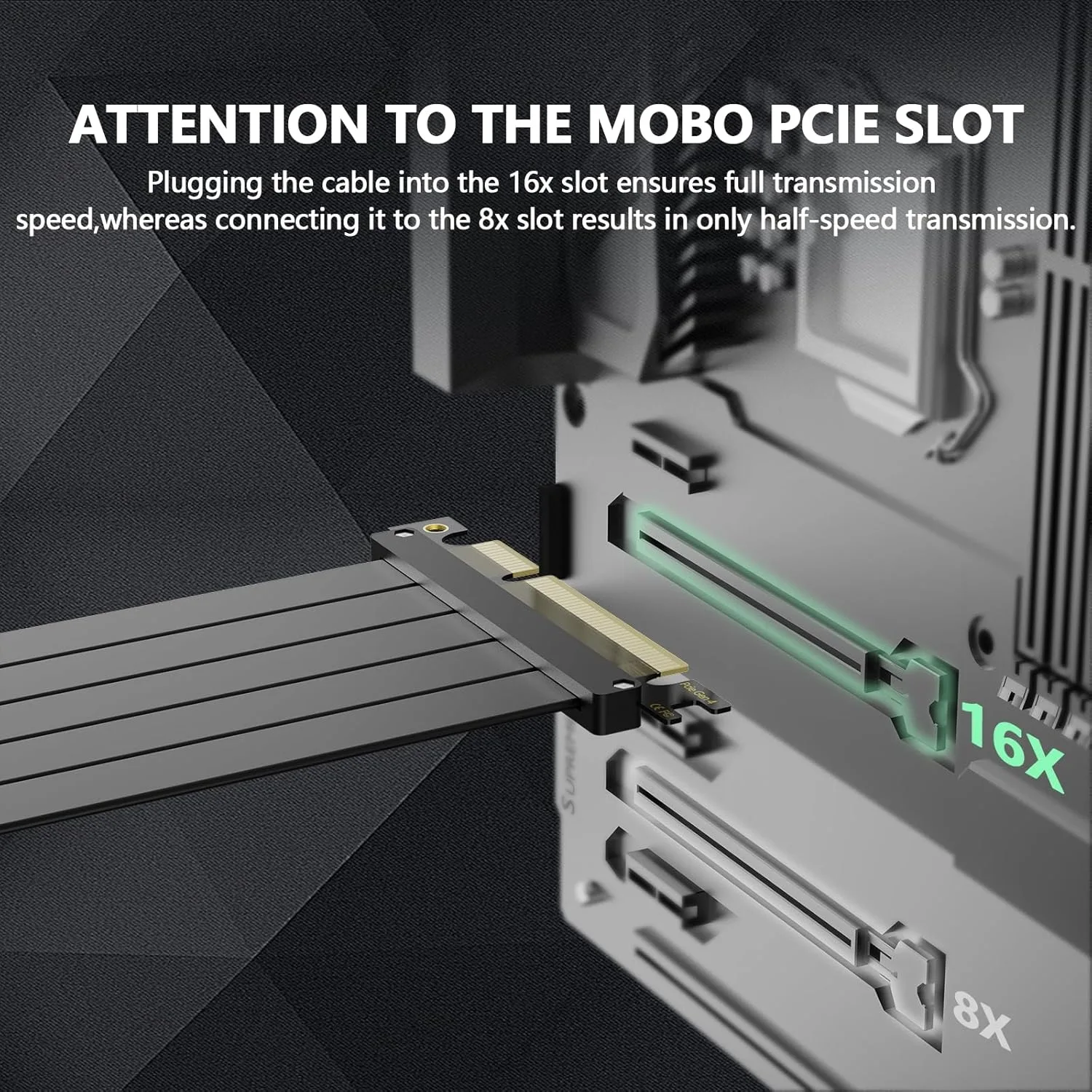 PCI-E 4.0 Riser Cable, PCIe 4.0 x16 600mm High Speed Flexible Extender Card Extension Port 90 Degree Adapter, TPE Cable Sleeves - Image 4