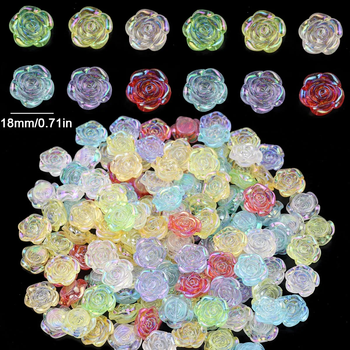 100pcs Rose Flower Butterfly Shaped Transparent AB Color Acrylic Loose Beads For Jewelry Making Bracleet DIY Accessories