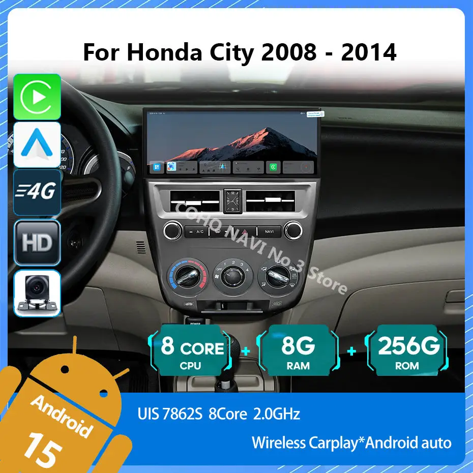 COHO For Honda City 2008 - 2014 Android 15 12.3inch 8GB+256GB Car Android Screen, Radio, GPS Navigation Map, Multimedia Player
