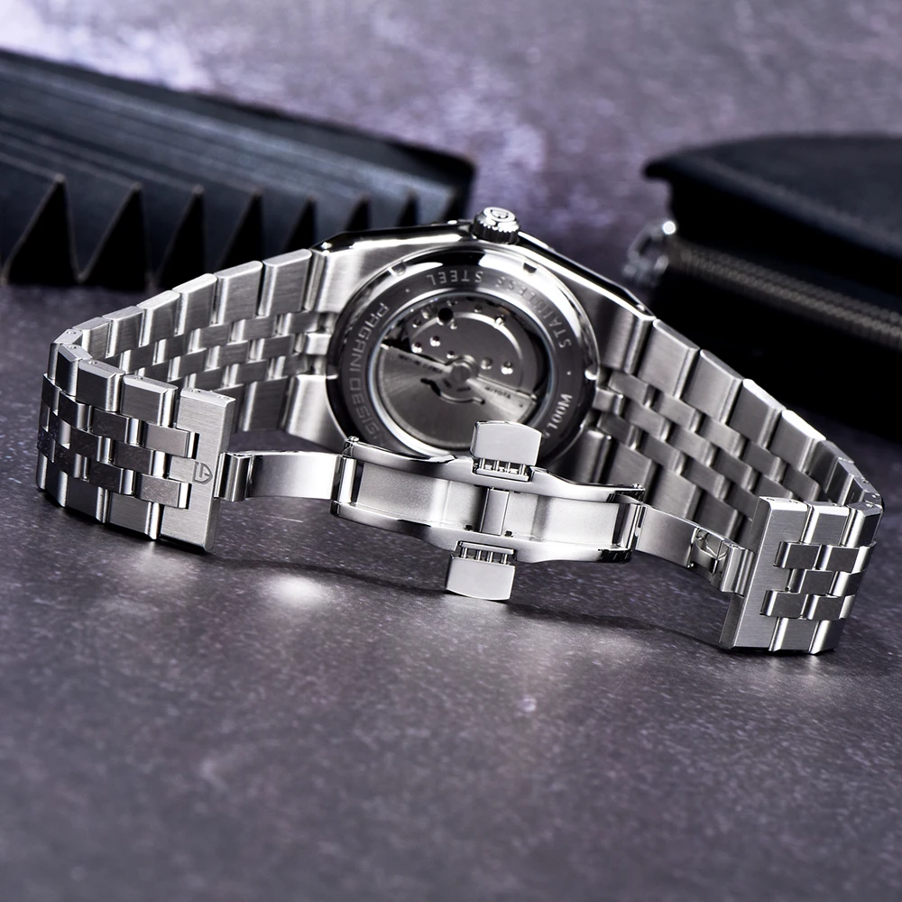 PAGANI تصميم الأعمال 40 مللي متر ساعة ميكانيكية للرجال العلامة التجارية الأعلى الياقوت الزجاج ساعة أوتوماتيكية 100 متر مقاوم للماء ساعة مضيئة + صندوق هدية