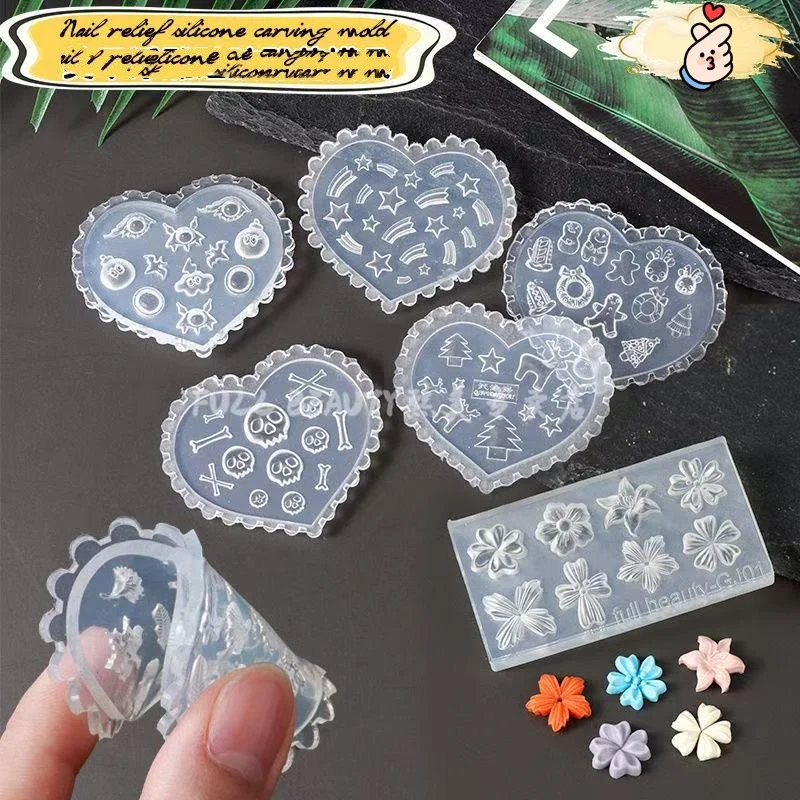 1pc Halloween Skullhead Christmas Deer 3D Acrylic Nail Mold Nail Decorations DIY Silicone Manicure Mold Nail Art Mold